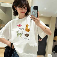 루즈핏 슬림몸매 연출 애완동물 알파벳 프린트 티셔츠 S~3XL