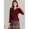 V넥 백 탑 슬림해 보이는 인사이드 스웨터 M~2XL