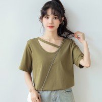 면 반팔 티셔츠 숏스타일 V넥 맨위 빅 사이즈 M~XL