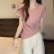 V넥 카라 허리 스플릿 면 티셔츠 빅사이즈 있음 S~4XL