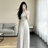 오프숄더 민소매 + 와이드 팬츠 투피스 셋트 S-XL