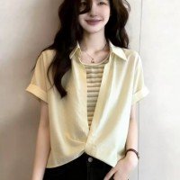 페이크인 레이어드 숏스타일 셔츠 S-XL